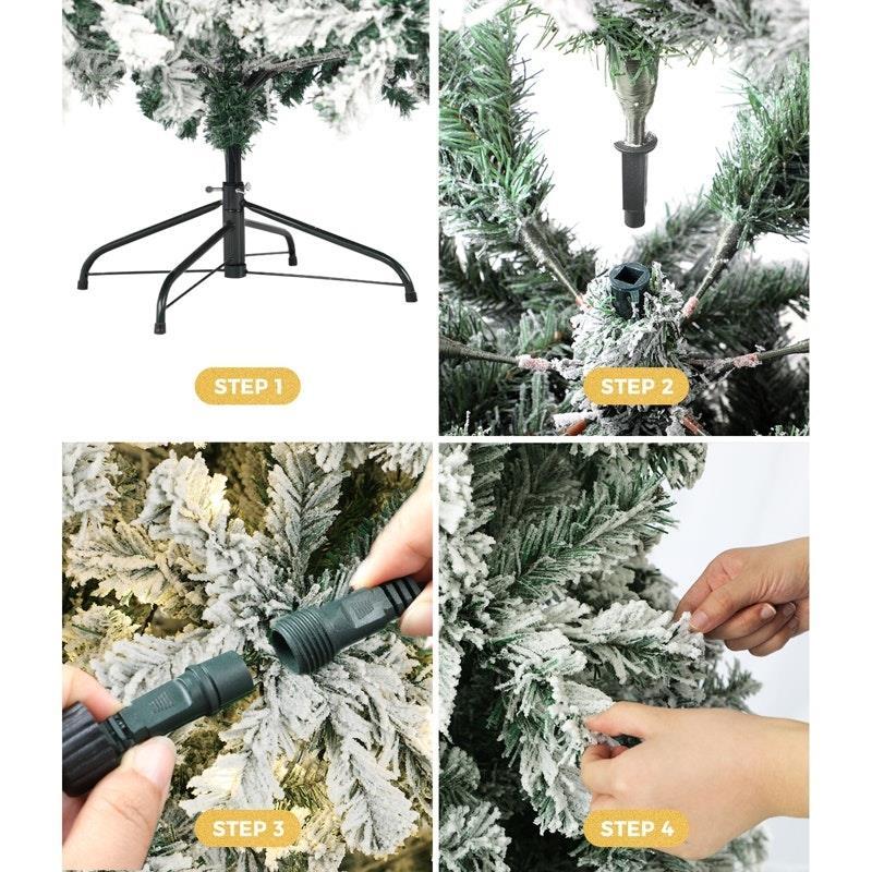 Tinseltown LED Christmas Tree 2.4M Xmas Trees White Snow Flocked Decorations 8 Feet