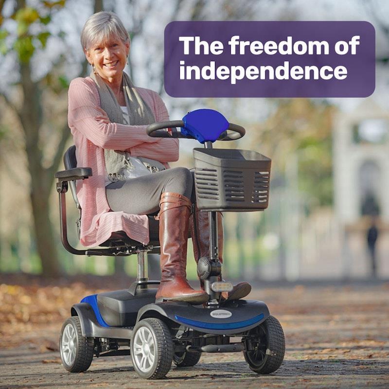 Equipmed Pathline Mid-Sized Electric Mobility Scooter For Elderly Black & Blue