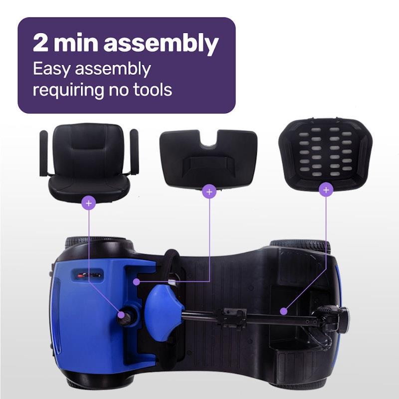 Equipmed Pathline Mid-Sized Electric Mobility Scooter For Elderly Black & Blue