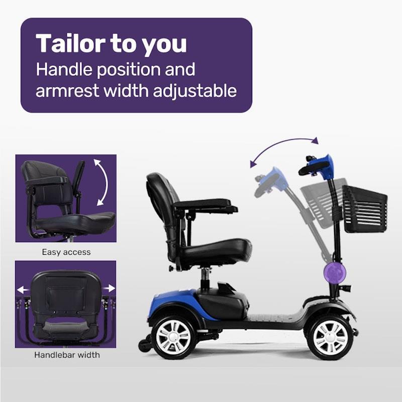 Equipmed Pathline Mid-Sized Electric Mobility Scooter For Elderly Black & Blue