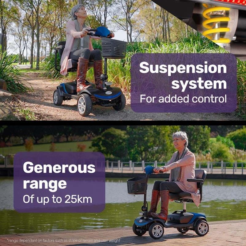 Equipmed Pathline Mid-Sized Electric Mobility Scooter For Elderly Black & Blue