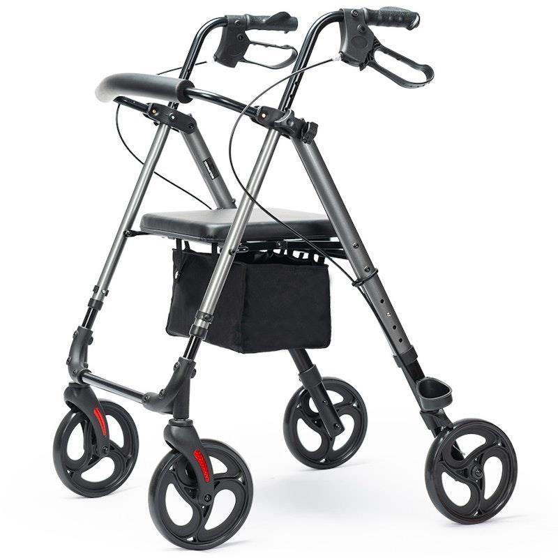 Equipmed 4 Wheel Lightweight Rollator Walker Titanium Colour
