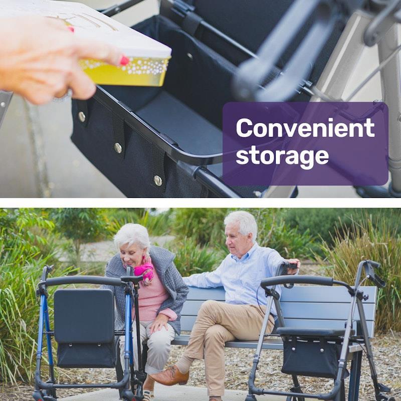 Equipmed 4 Wheel Lightweight Rollator Walker Titanium Colour