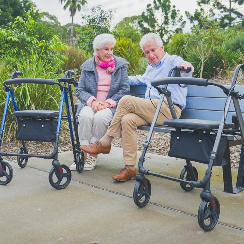 Equipmed 4 Wheel Lightweight Rollator Walker Titanium Colour
