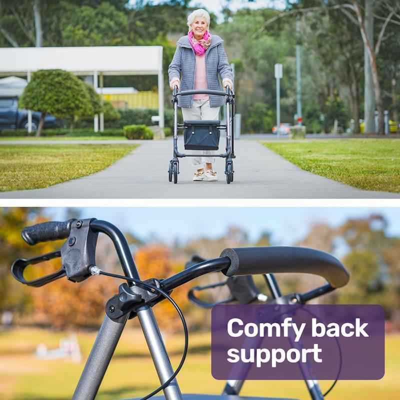 Equipmed 4 Wheel Lightweight Rollator Walker Titanium Colour