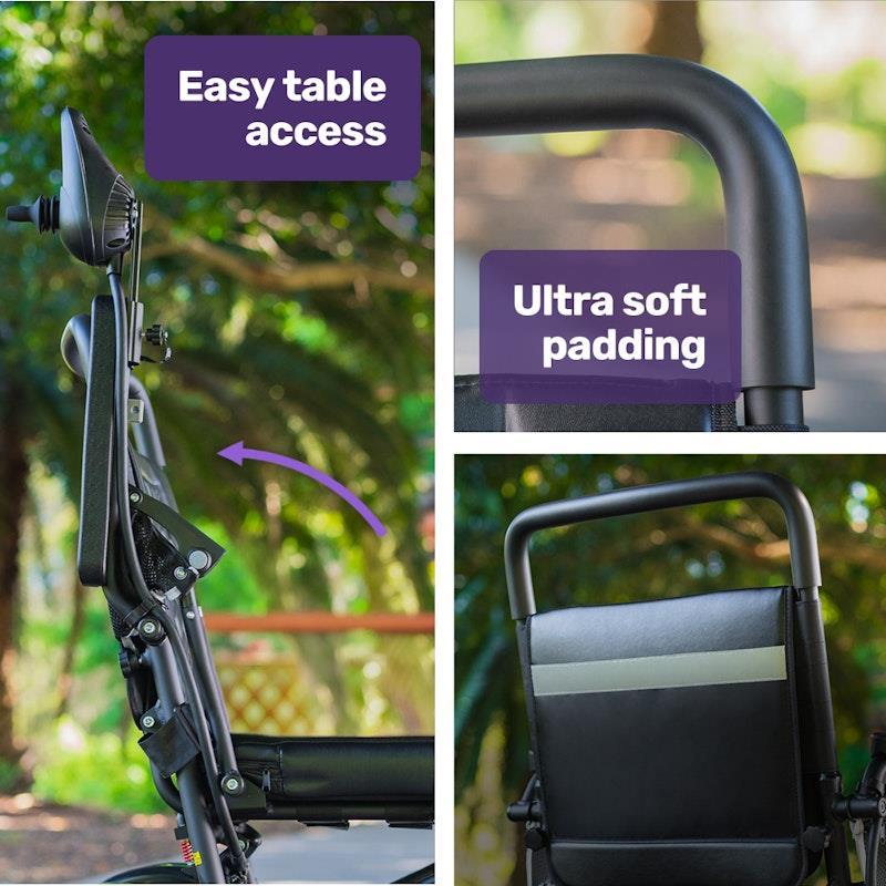 Equipmed Electric Folding Wheelchair Longrange Aluminium Frame Black