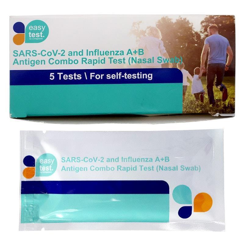 EasyTest COVID-19 Influenza A/B Antigen Combination Nasal Test Kit 5Pack
