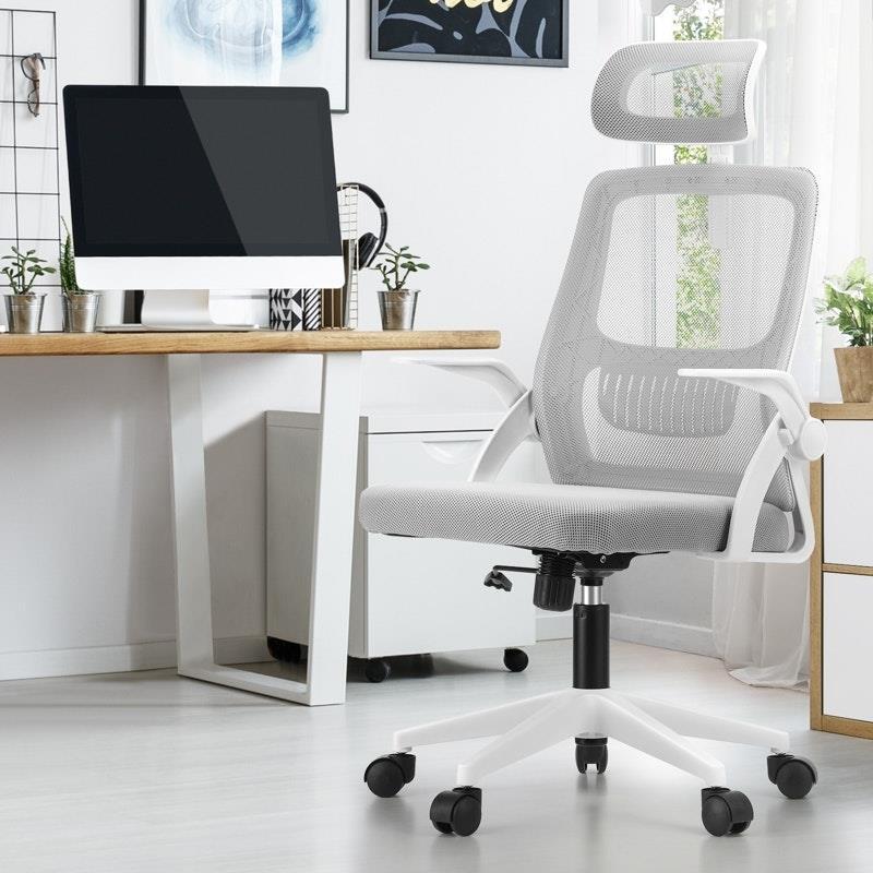 Oikiture Mesh Office Chair Executive Fabric Gaming  Racing Computer Seat White