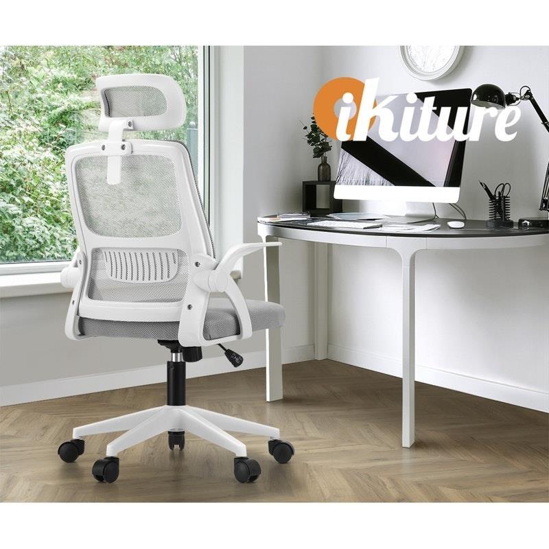 Oikiture Mesh Office Chair Executive Fabric Gaming  Racing Computer Seat White