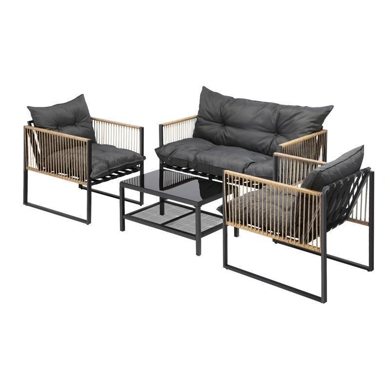 Livsip 4 Piece Outdoor Furniture Setting Garden Patio Lounge Sofa Table Chairs Set