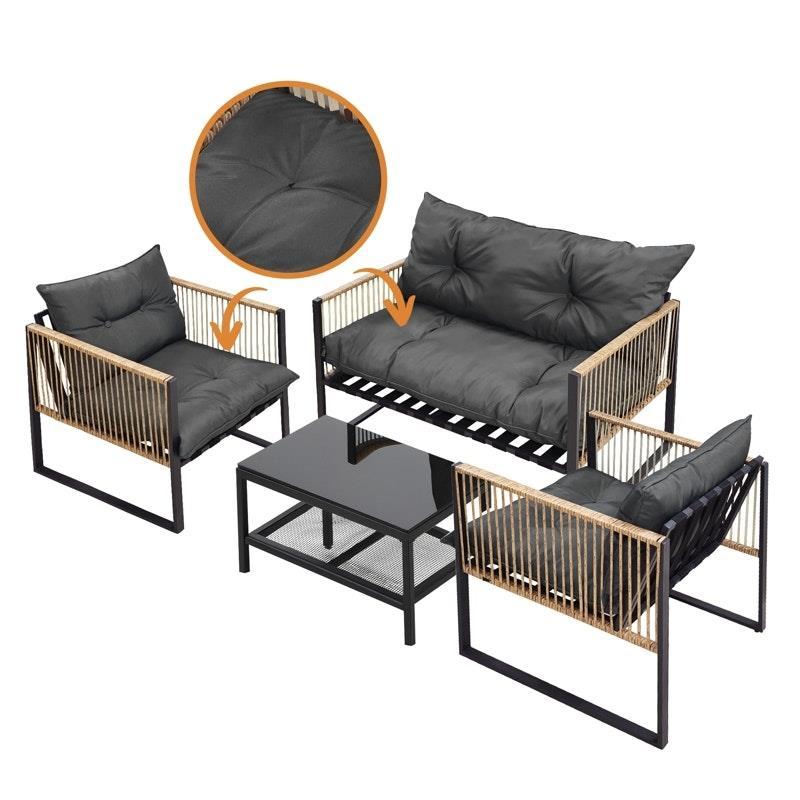 Livsip 4 Piece Outdoor Furniture Setting Garden Patio Lounge Sofa Table Chairs Set