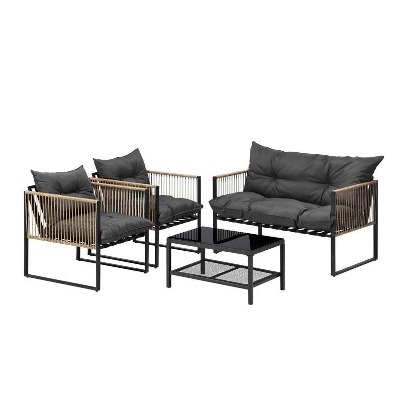 Livsip 4 Piece Outdoor Furniture Setting Garden Patio Lounge Sofa Table Chairs Set