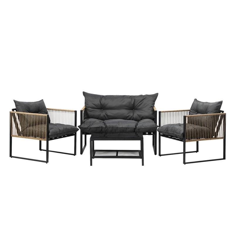 Livsip 4 Piece Outdoor Furniture Setting Garden Patio Lounge Sofa Table Chairs Set