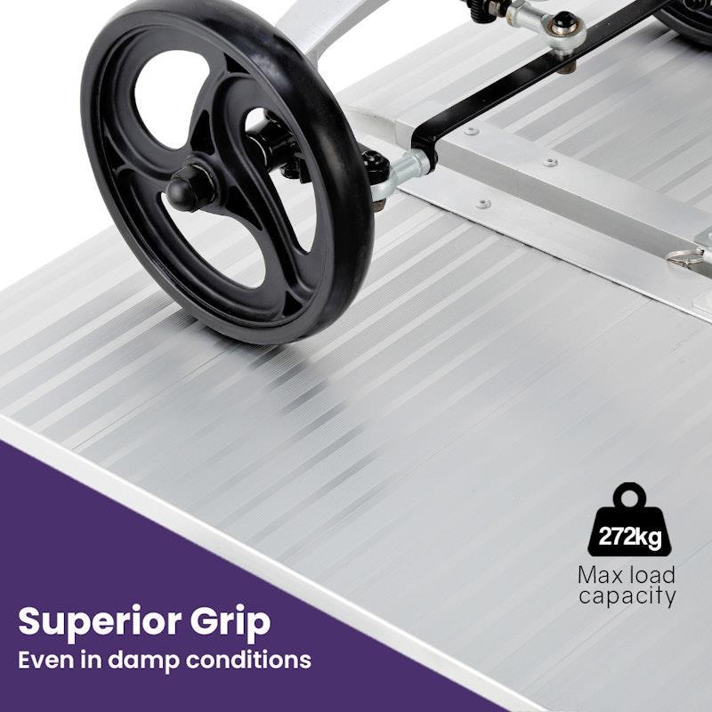 Equipmed 123cm Portable Folding Aluminium Access Ramp Silver