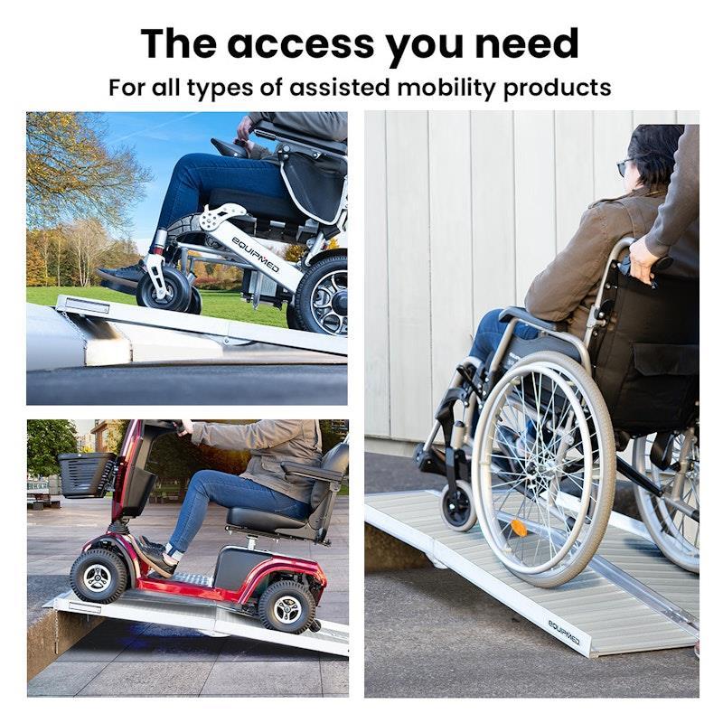 Equipmed 123cm Portable Folding Aluminium Access Ramp Silver