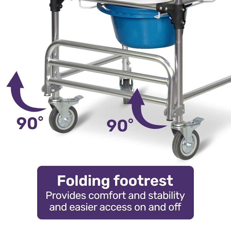 Equipmed Commode Shower Chair with Wheels White & Blue