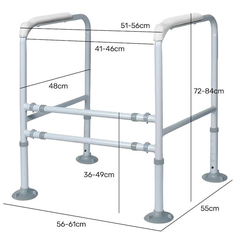 Equipmed Over Toilet Support Frame Safety Grab Rail Aid 125Kg Max Capacity 1Unit
