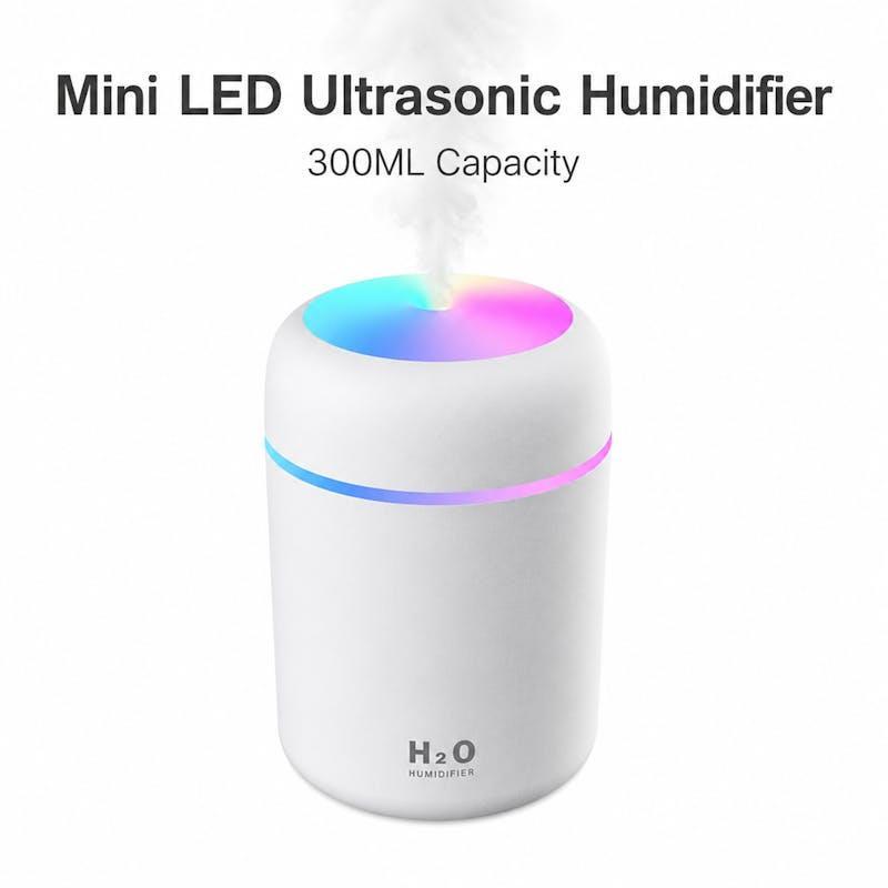 Living Today Mini Ultrasonic Cool Mist Humidifier 300ml with LED Night Light USB Portable Humidifier 1Unit