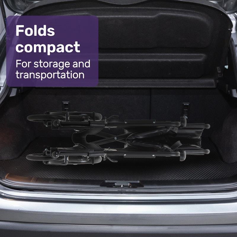 Equipmed Folding Transit Manual Wheelchair For S-XL Black