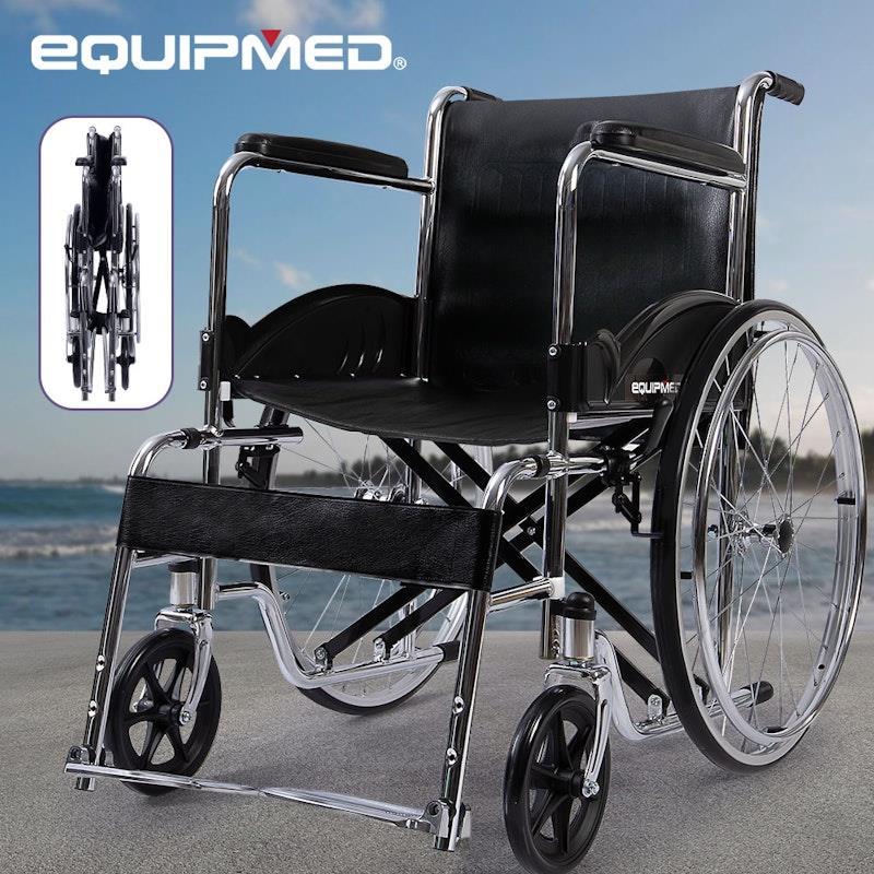 Equipmed Folding Manual Wheelchair Self Propelled Black