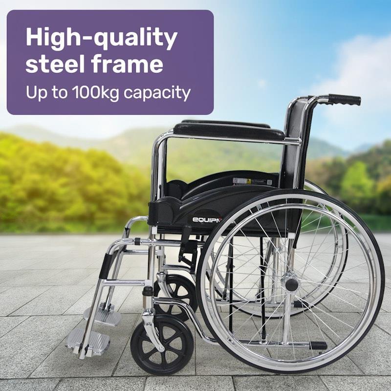 Equipmed Folding Manual Wheelchair Self Propelled Black