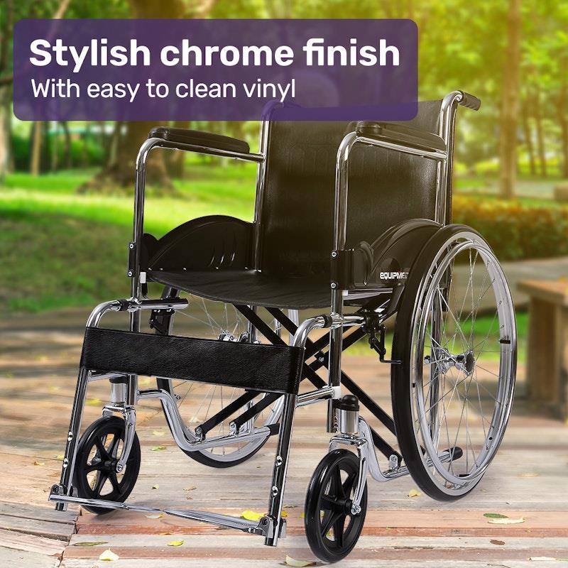 Equipmed Folding Manual Wheelchair Self Propelled Black