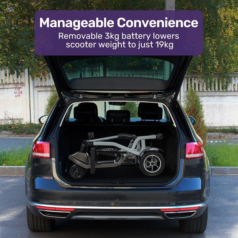 Equipmed Ultra-Lightweight Folding Electric Mobility Scooter, Brushless Motor Black