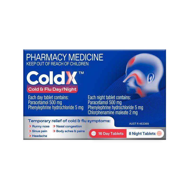 ColdX Cold & Flu Tablets Day & Night 24 Tablets