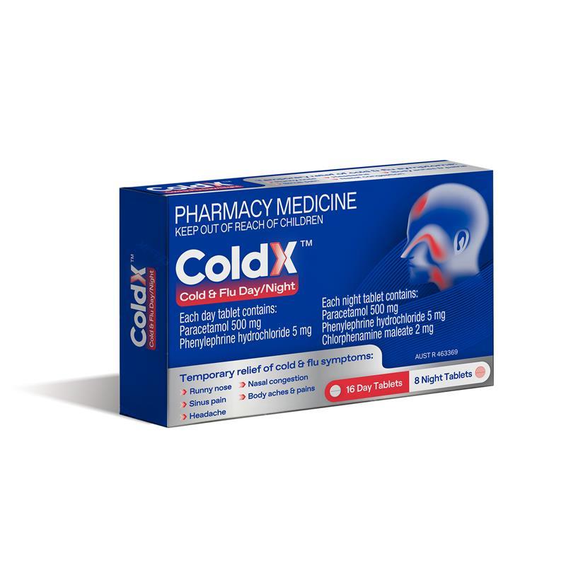 ColdX Cold & Flu Tablets Day & Night 24 Tablets