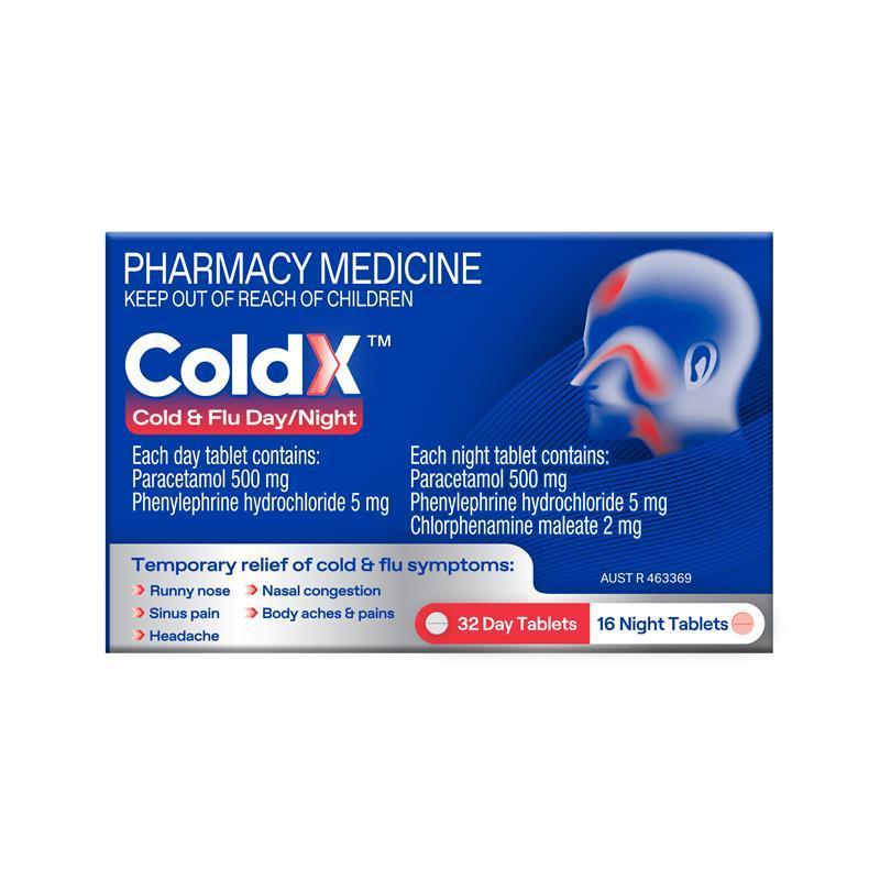 Buy ColdX Cold & Flu Tablets Day & Night 48 Tablets online at Chemist ...