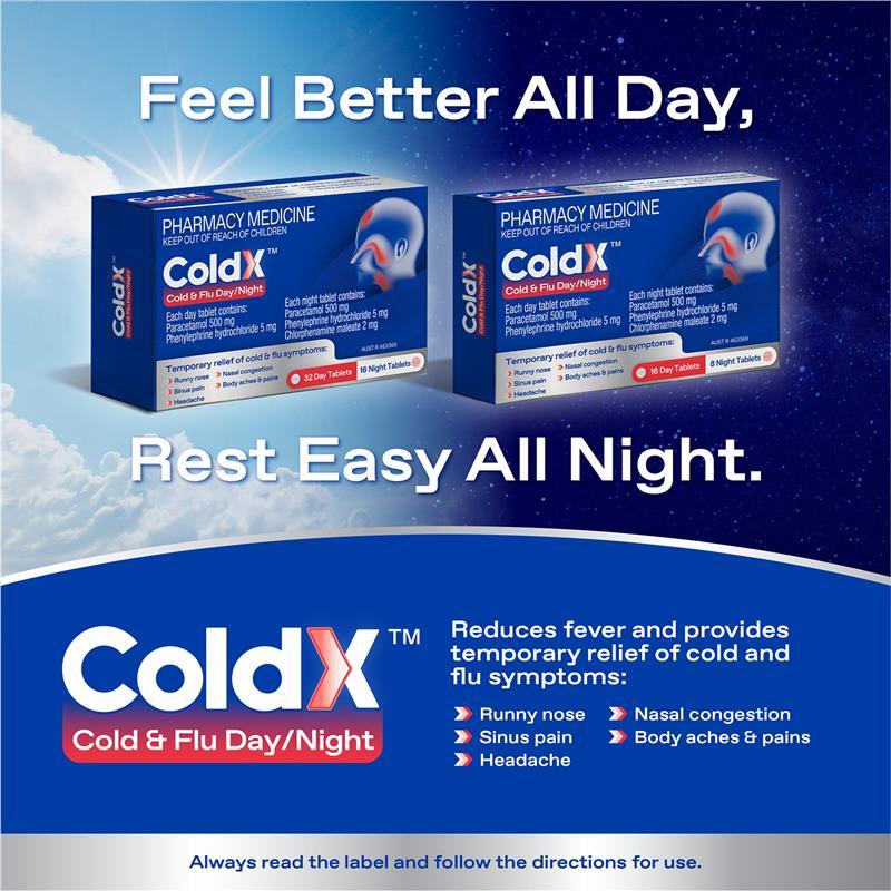 ColdX Cold & Flu Tablets Day & Night 48 Tablets