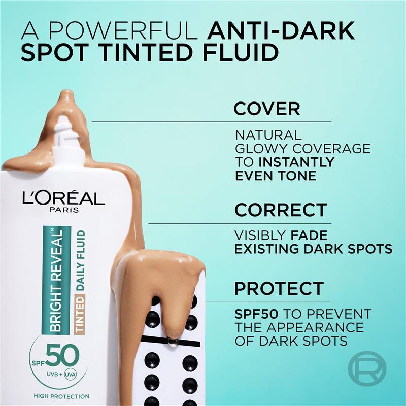 L'Oreal Bright Reveal Tinted SPF 50 Fluid Medium 50ml