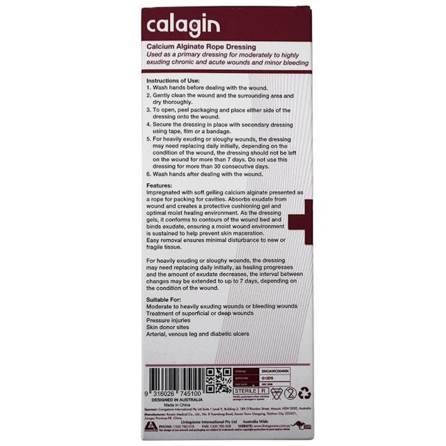 Buy Calagin Calcium Alginate Rope Dressing 30cm Sterile 5 Pieces/Box ...