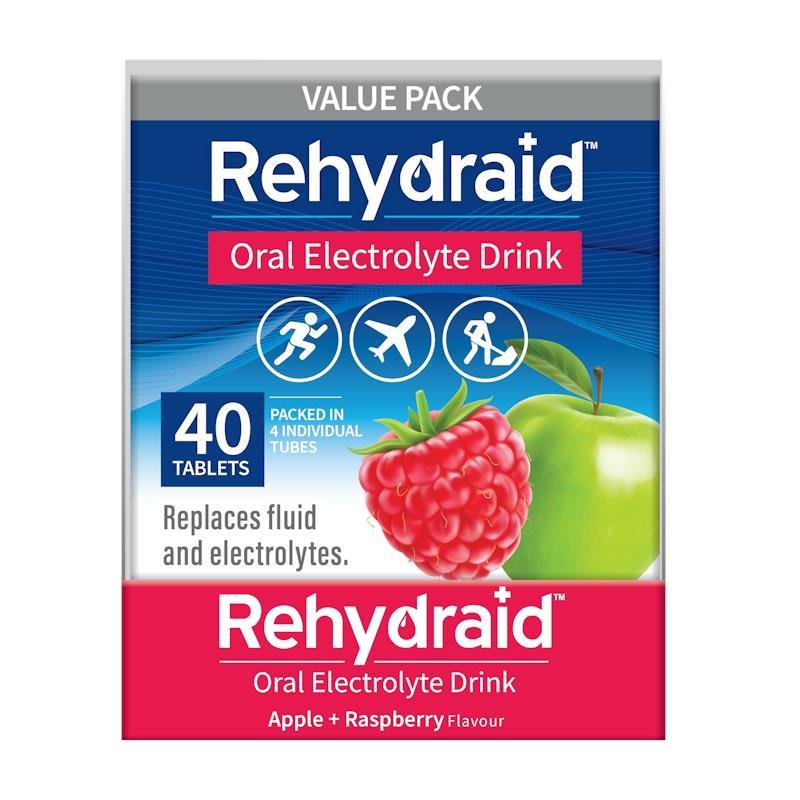 Rehydraid Electrolyte Effervescent Tablets Apple Raspberry 6x40 Packs
