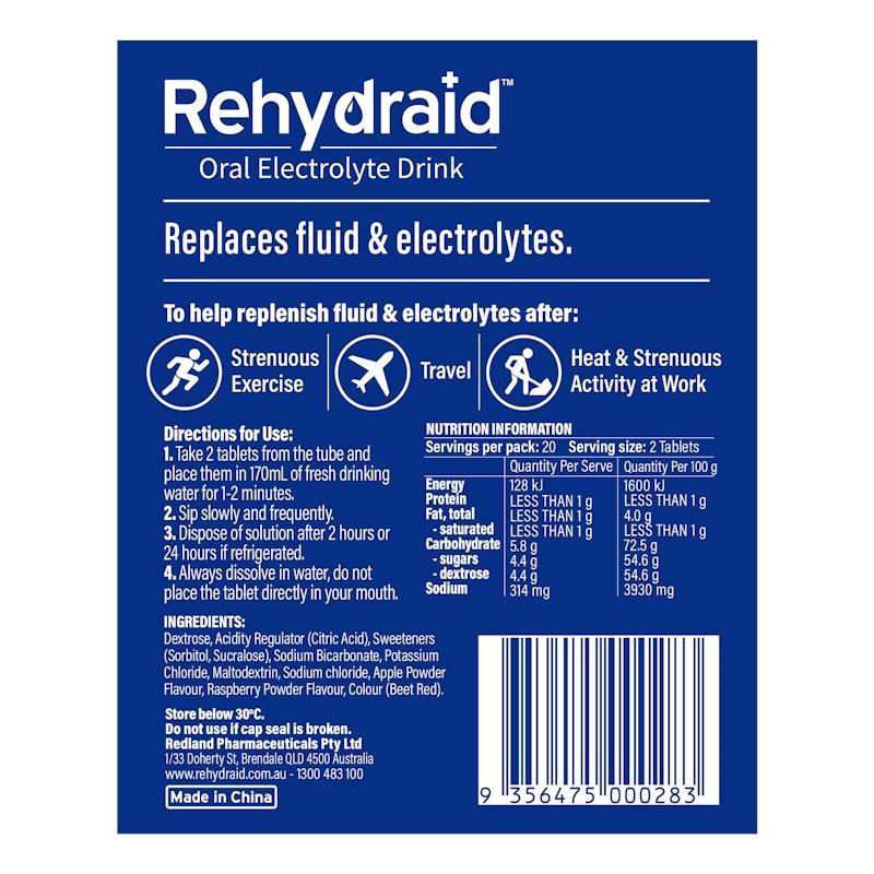 Rehydraid Electrolyte Effervescent Tablets Apple Raspberry 6x40 Packs