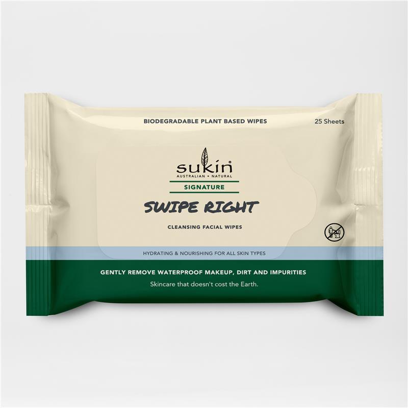 Sukin Signature Swipe Right Cleansing Facial Wipes 25 Sheets