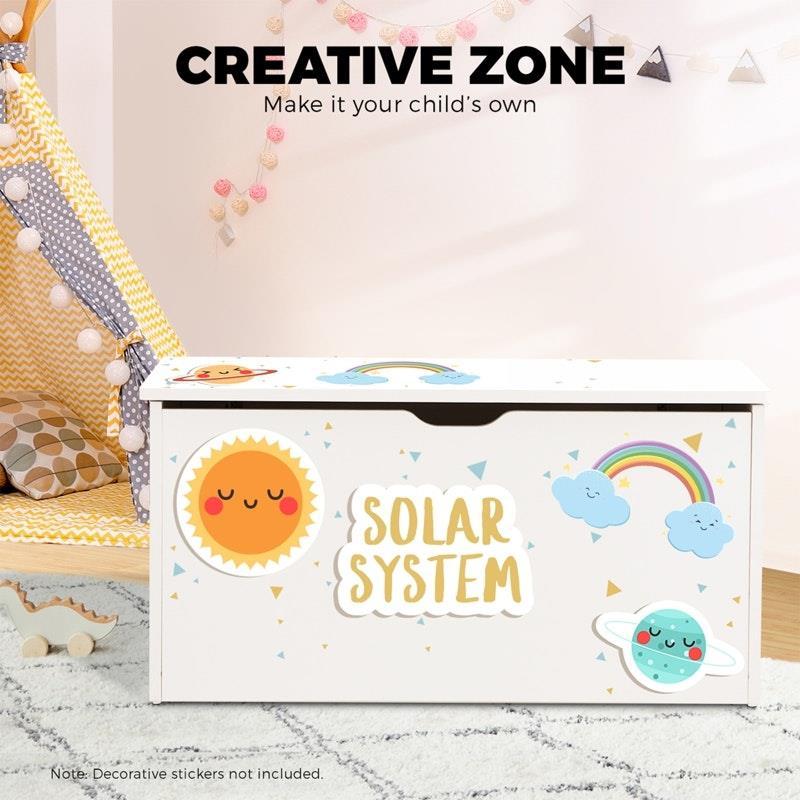 Oikiture Kids Toy Storage Box Cabinet Wooden Chest Container Room Organiser White