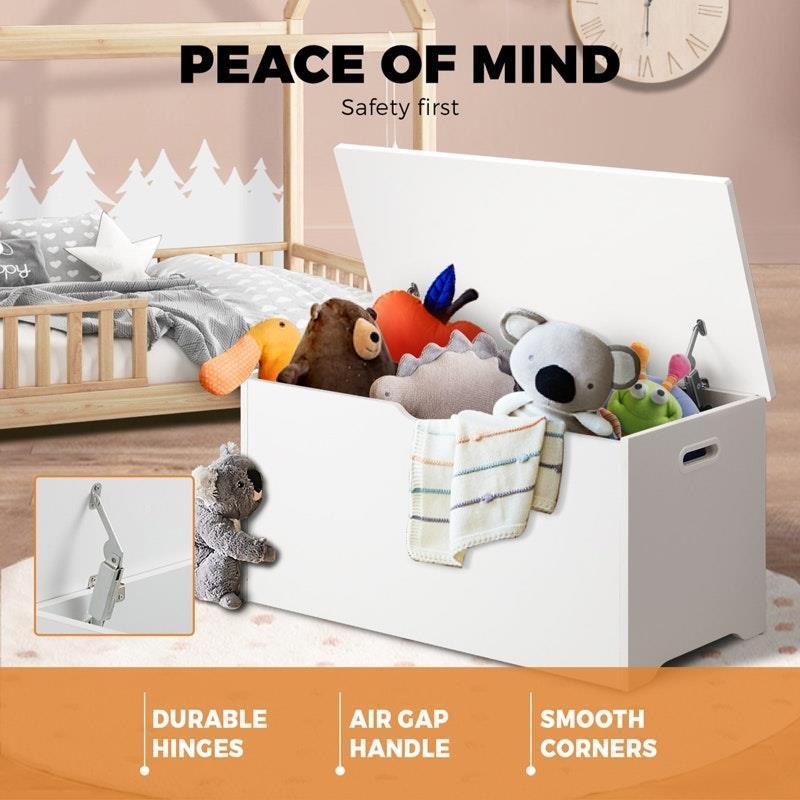Oikiture Kids Toy Storage Box Cabinet Wooden Chest Container Room Organiser White