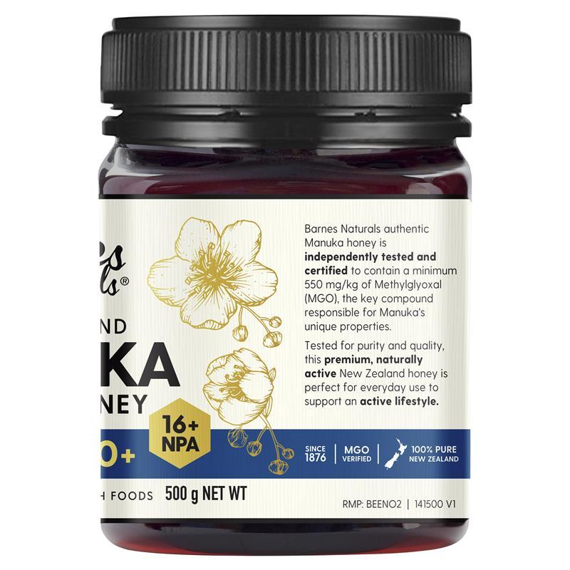 Barnes Naturals New Zealand Manuka Honey 500g MGO 550+