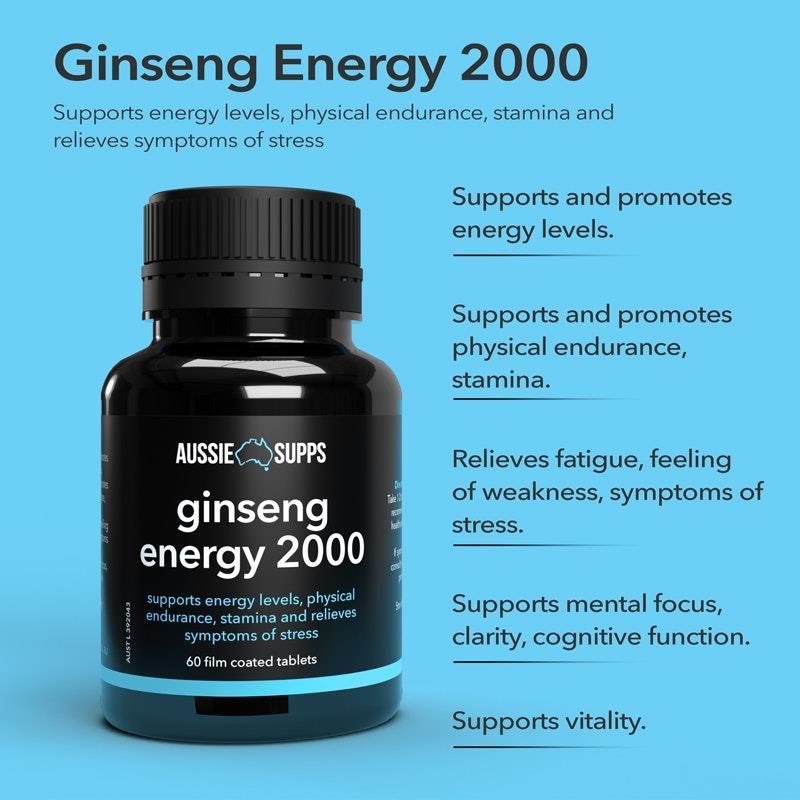 AussieSupps Ginseng Energy 2000 60 Tablets