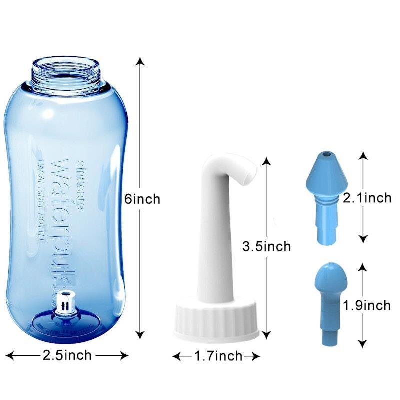 Waterpulse Sinus Rinse Neti Pot Kit with 30 Washing Salt Pack Bundle