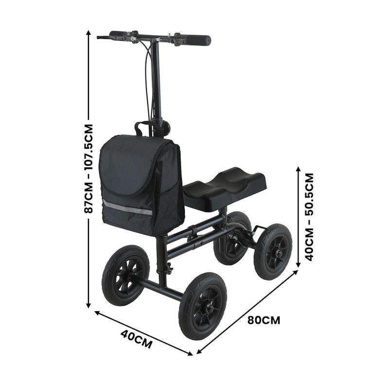 Orthonica Foldable Steel Mobility Knee Scooter Walker Black