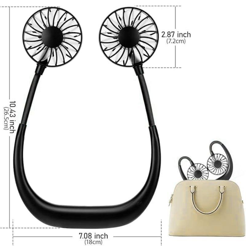 Living Today Sports Rechargeable Neck Fan Portable 3 Speeds USB Charging Black