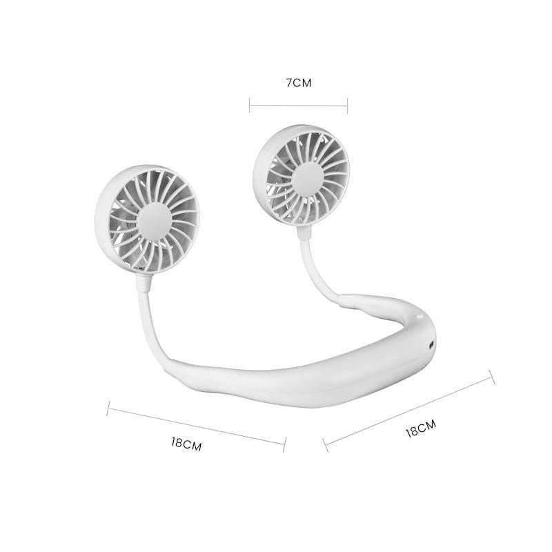 Living Today Sports Rechargeable Neck Fan Portable 3 Speeds USB Charging White