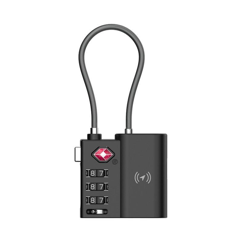 Laser TSA Lock Smart Tag with Rechargeable Battery Black 1 Piece