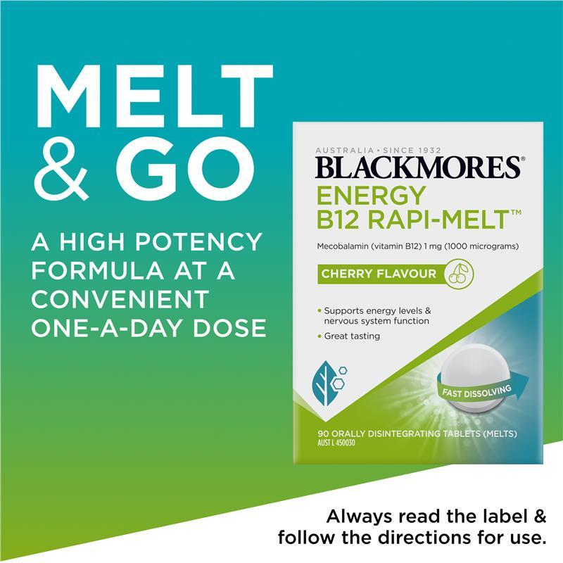 Blackmores Energy B12 1000mcg Rapi-Melt 90 Tablets
