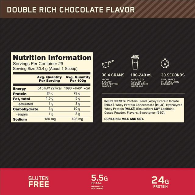 Buy Optimum Nutrition Gold Standard 100% Whey Double Rich Chocolate ...