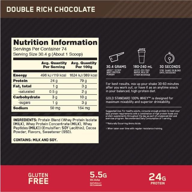 Buy Optimum Nutrition Gold Standard 100% Whey Double Rich Chocolate 2 ...