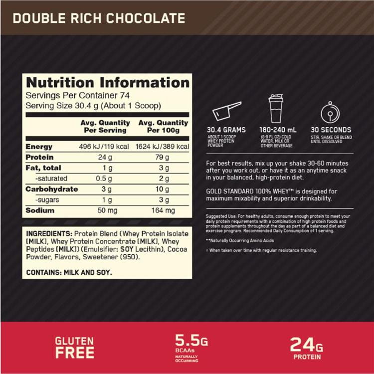 Buy Optimum Nutrition Gold Standard 100% Whey Double Rich Chocolate 2 ...