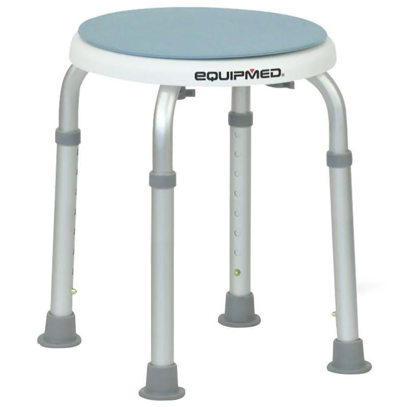 Equipmed Shower Chair Bath Stool with 360-degree Swivel Rotating Seat White & Blue